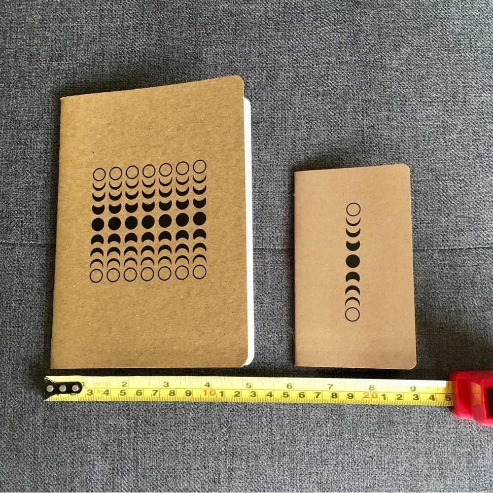 Set/2 Moon Phases Kraft Lined Notebooks, Tan, Black - Picture 7 of 16